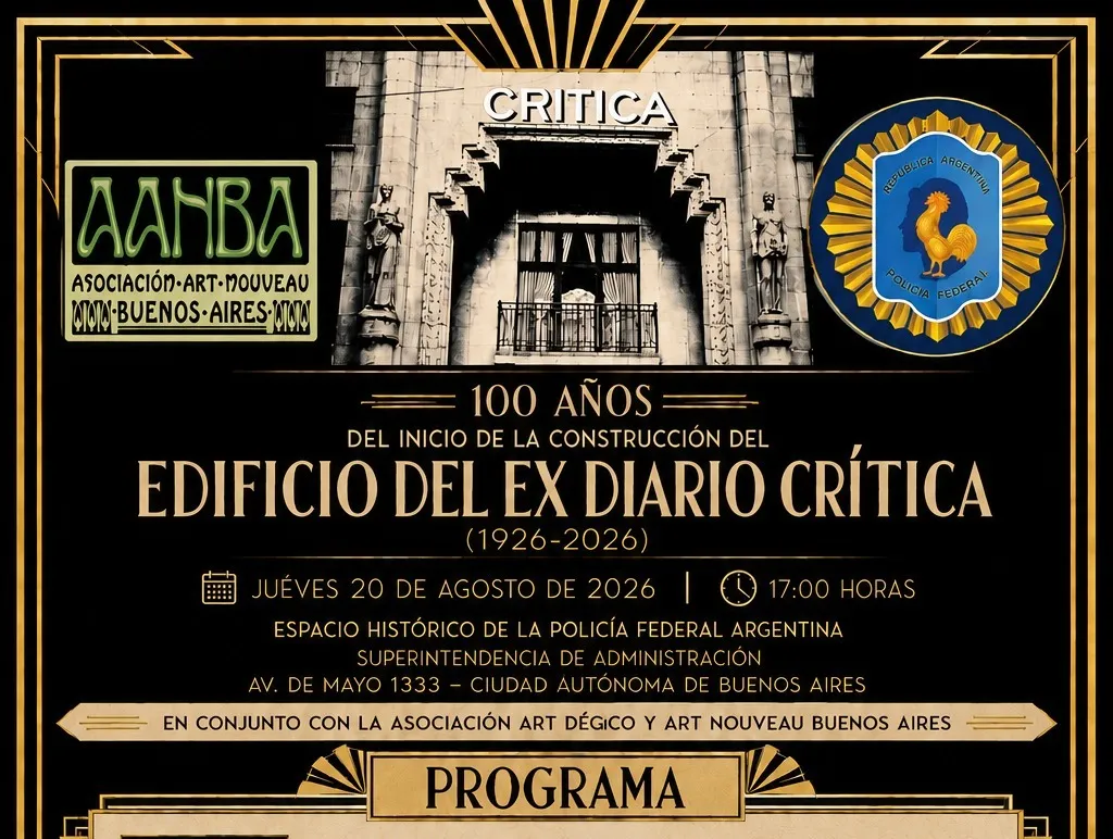 Festejo 100 años edif. DIARIO CRITICA tango en VIVO y el ART DECO en 1926